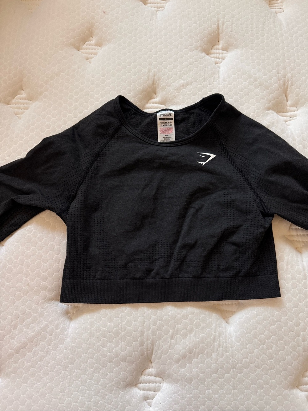 Gymshark Black Cropped Seamless Long-Sleeve Workout Top